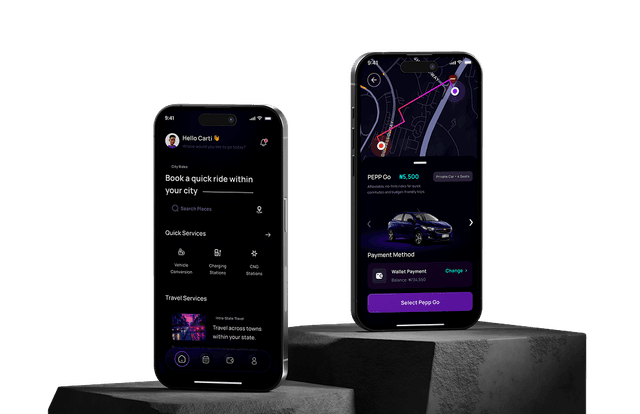 Ride app screens